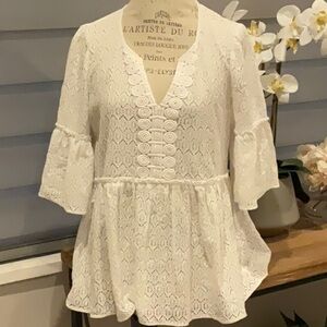 Lilly Pulitzer Women’s Inez top resort white diamond geo lace size small